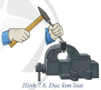 Dụng cụ nào thực hiện công việc đục ở Hình 7.6