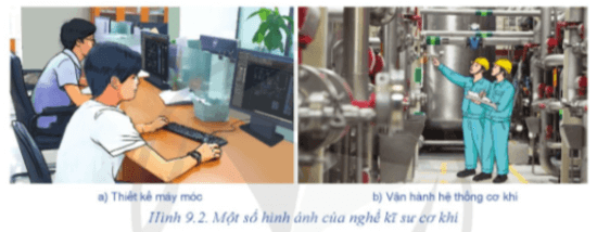 Kĩ sư cơ khí ở Hình 9.2 đang thực hiện những công việc gì