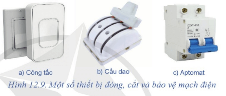 Trên Hình 12.9: Thiết bị nào có chức năng đóng, cắt