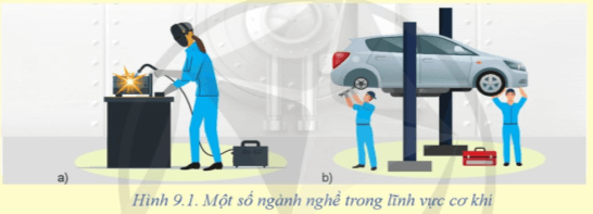 Quan sát Hình 9.1 và cho biết ngành nghề của những người thợ trong hình