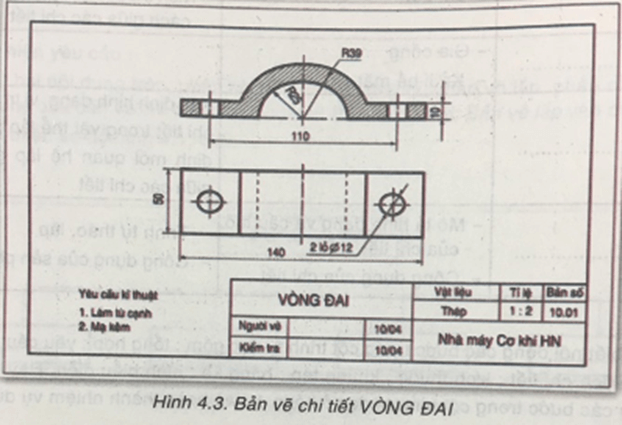 Sưu tầm một bản vẽ kĩ thuật và cho biết khổ giấy, tỉ lệ của bản vẽ