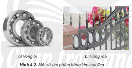 Những sản phẩm được chế tạo từ kim loại đen trong Hình 4.2 có đặc điểm như thế nào?