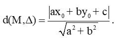 Công thức tính khoảng cách từ một điểm đến một đường thẳng lớp 10 (hay, chi tiết)