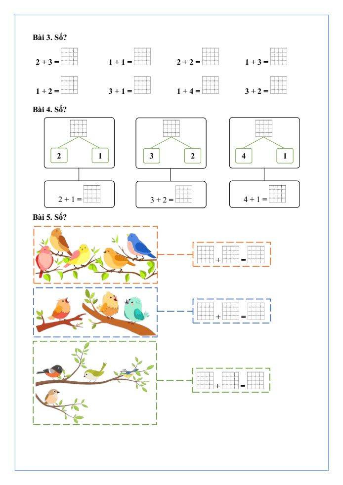 Bài tập hàng ngày Toán lớp 1 Bài 10: Phép cộng trong phạm vi 10 | Kết nối tri thức