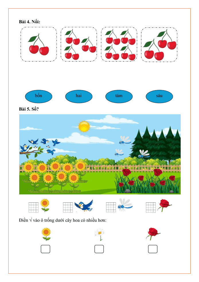 Bài tập hàng ngày Toán lớp 1 Bài 17: Ôn tập các số trong phạm vi 10 | Kết nối tri thức