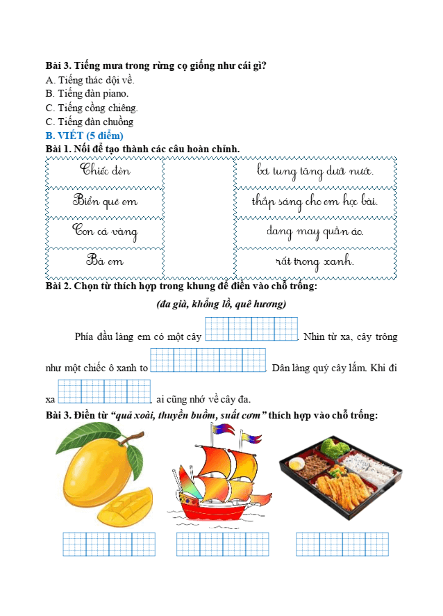 Bài tập hàng ngày Tiếng Việt lớp 1 Bài 2: Ôn tập | Kết nối tri thức