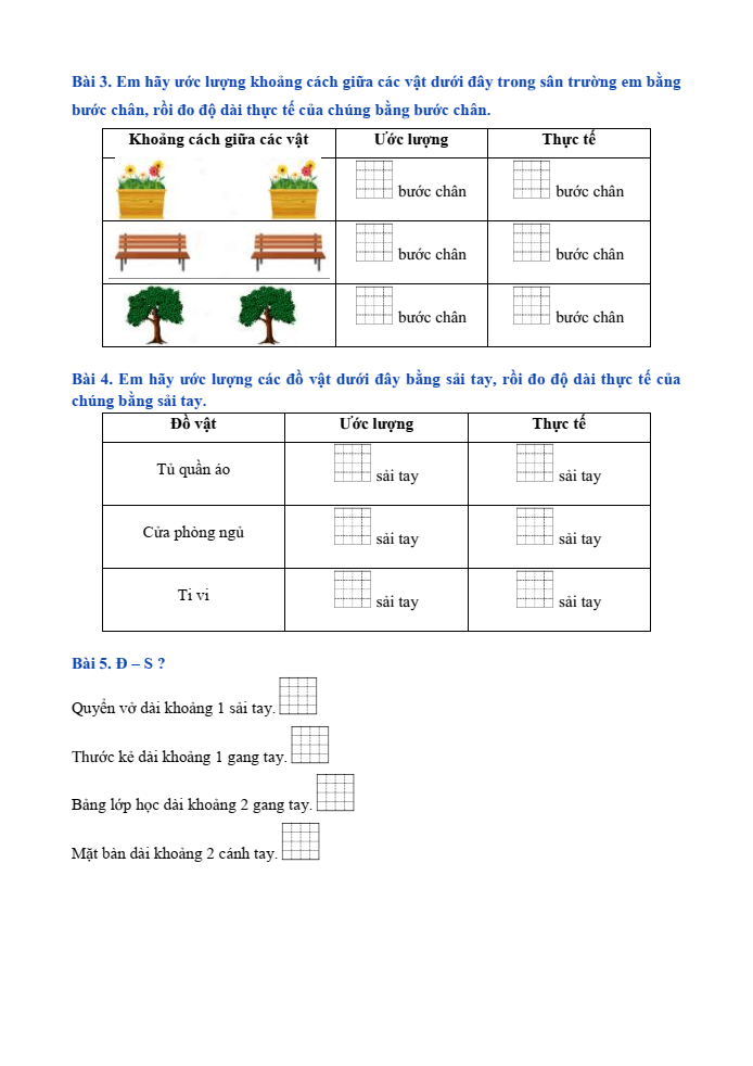 Bài tập hàng ngày Toán lớp 1 Bài 26: Đơn vị đo độ dài | Kết nối tri thức