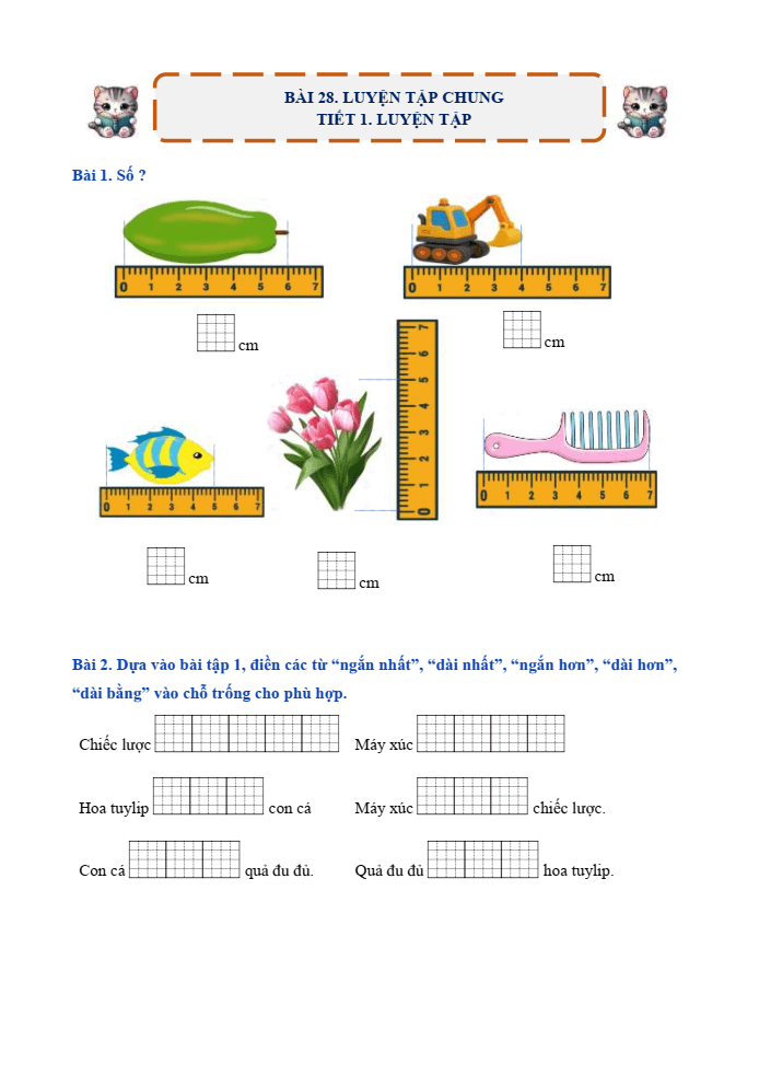 Bài tập hàng ngày Toán lớp 1 Bài 28: Luyện tập chung | Kết nối tri thức
