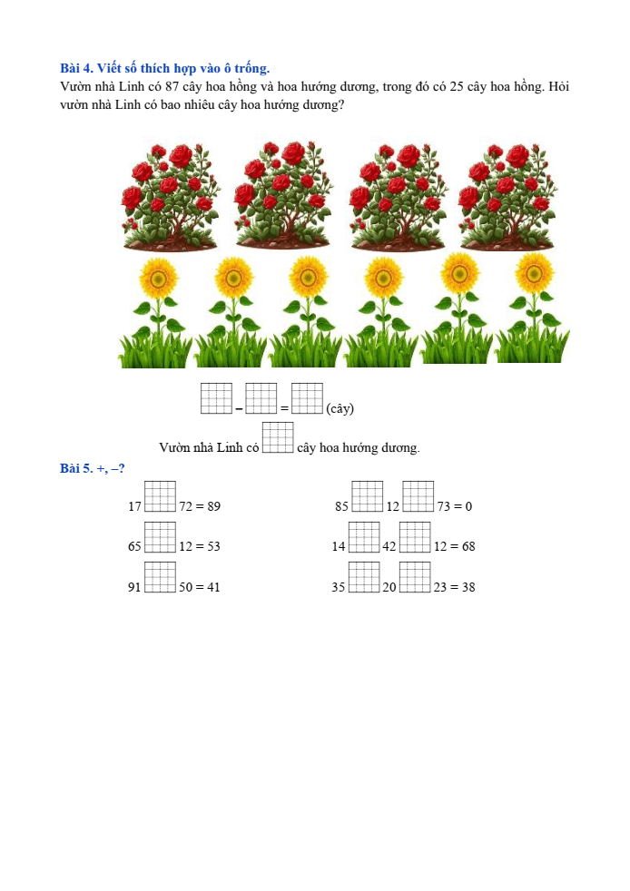 Bài tập hàng ngày Toán lớp 1 Bài 32: Phép trừ số có 2 chữ số cho số có 2 chữ số | Kết nối tri thức