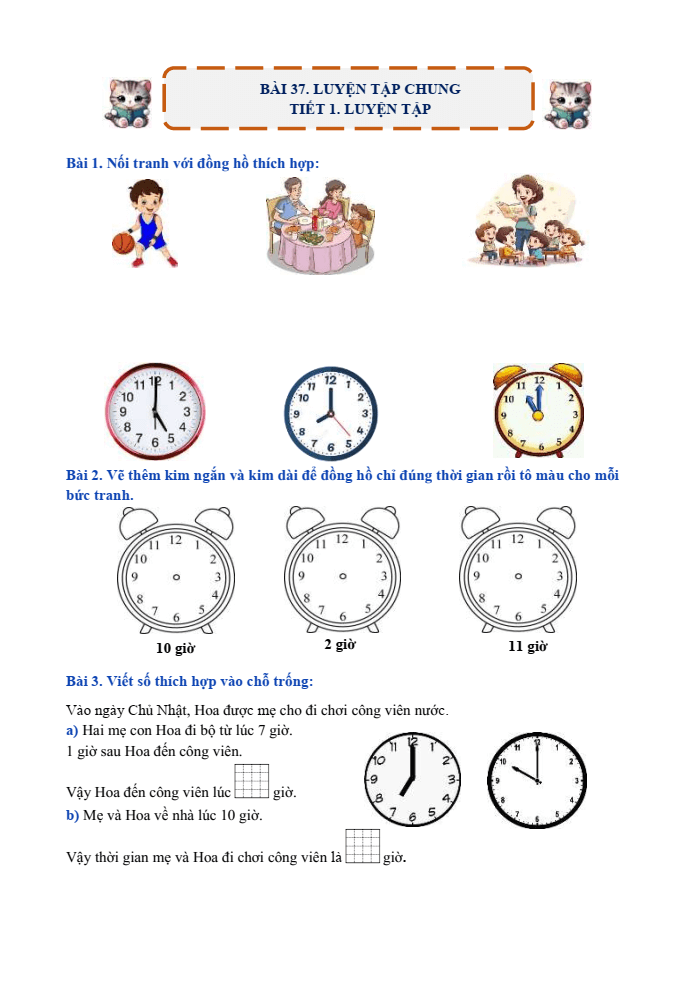 Bài tập hàng ngày Toán lớp 1 Bài 37: Luyện tập chung | Kết nối tri thức