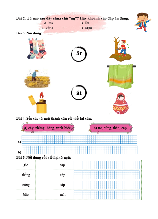Bài tập hàng ngày Tiếng Việt lớp 1 Bài 4: Cây bàng và lớp học | Kết nối tri thức