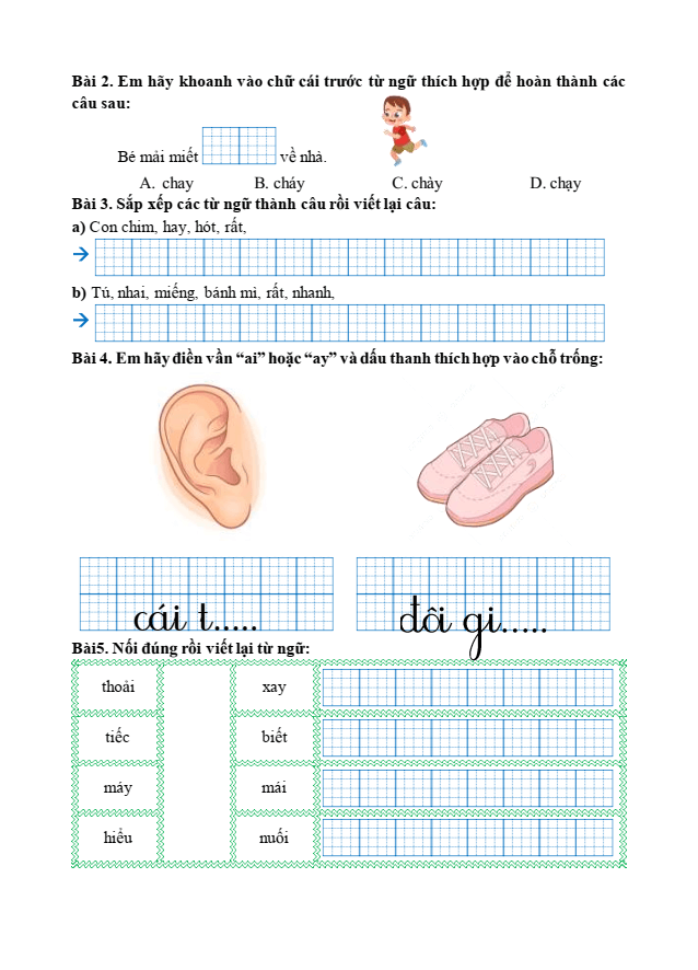 Bài tập hàng ngày Tiếng Việt lớp 1 Bài 4: Chú bé chăn cừu | Kết nối tri thức