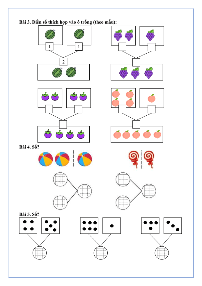Bài tập hàng ngày Toán lớp 1 Bài 5: Mấy và mấy | Kết nối tri thức