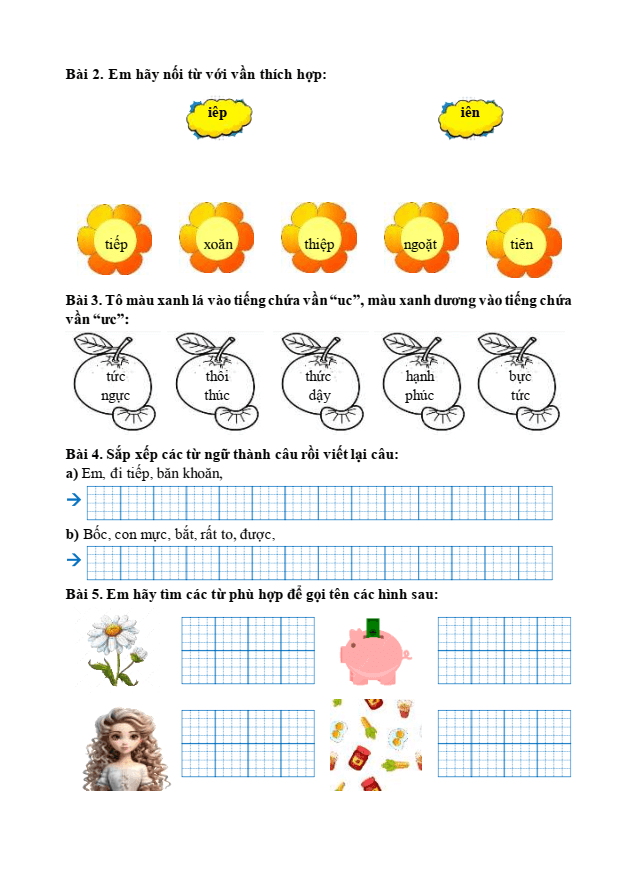 Bài tập hàng ngày Tiếng Việt lớp 1 Bài 5: Tiếng vọng của núi | Kết nối tri thức