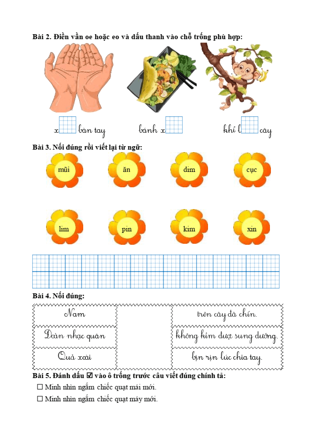 Bài tập hàng ngày Tiếng Việt lớp 1 Bài 6: Buổi trưa hè | Kết nối tri thức
