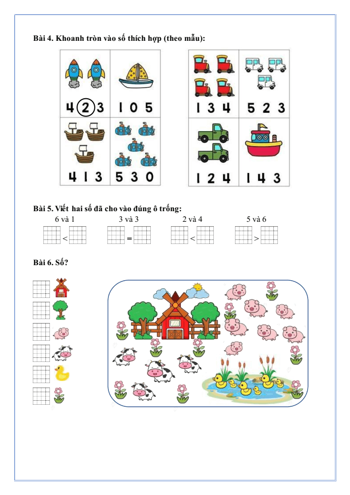 Bài tập hàng ngày Toán lớp 1 Bài 6: Luyện tập chung | Kết nối tri thức