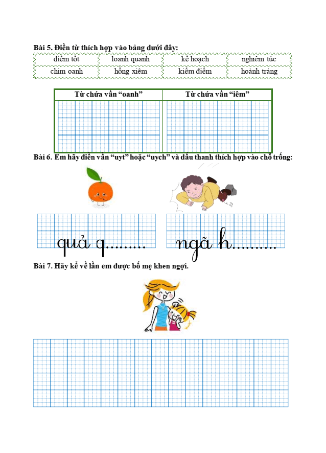 Bài tập hàng ngày Tiếng Việt lớp 1 Bài 6: Ôn tập trang 82 | Kết nối tri thức