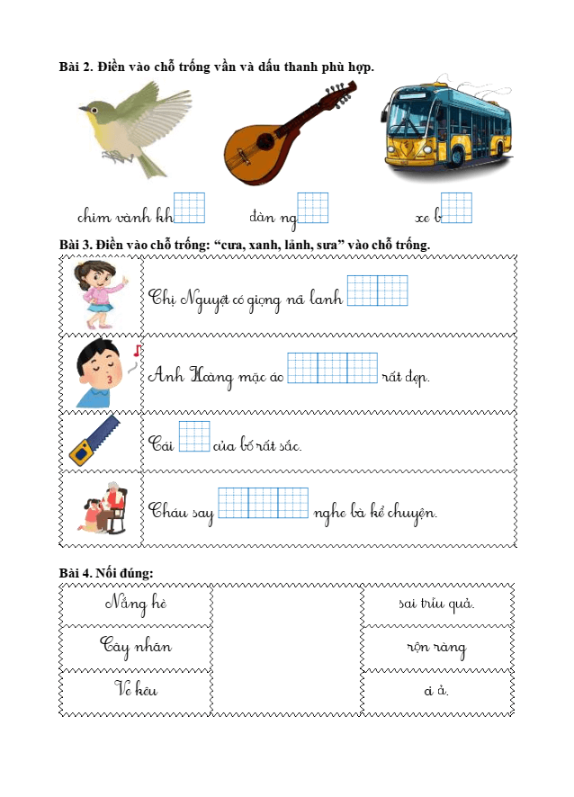 Bài tập hàng ngày Tiếng Việt lớp 1 Bài 7: Hoa phượng | Kết nối tri thức