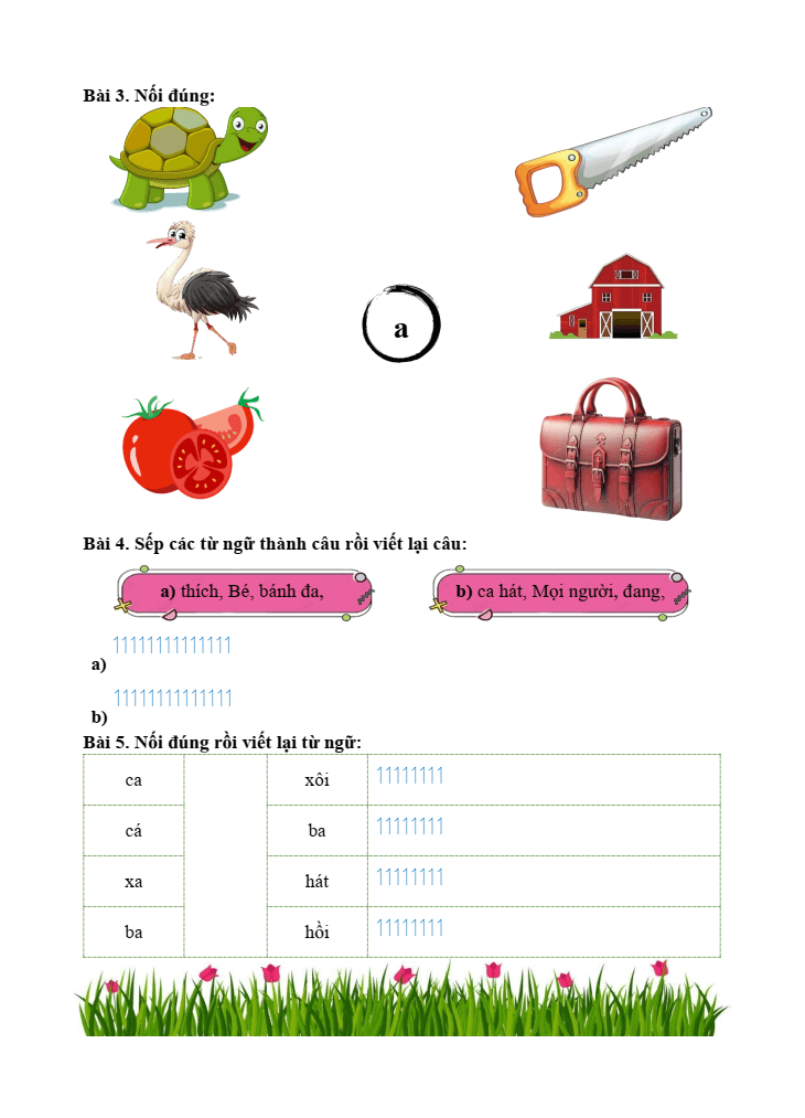 Bài tập hàng ngày Tiếng Việt lớp 1 Chân trời sáng tạo Học kì 1 (có lời giải)