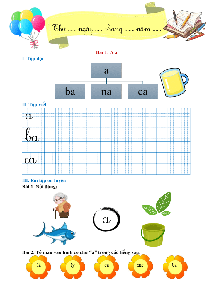 Bài tập hàng ngày Tiếng Việt lớp 1 Kết nối tri thức Học kì 1 (có lời giải)