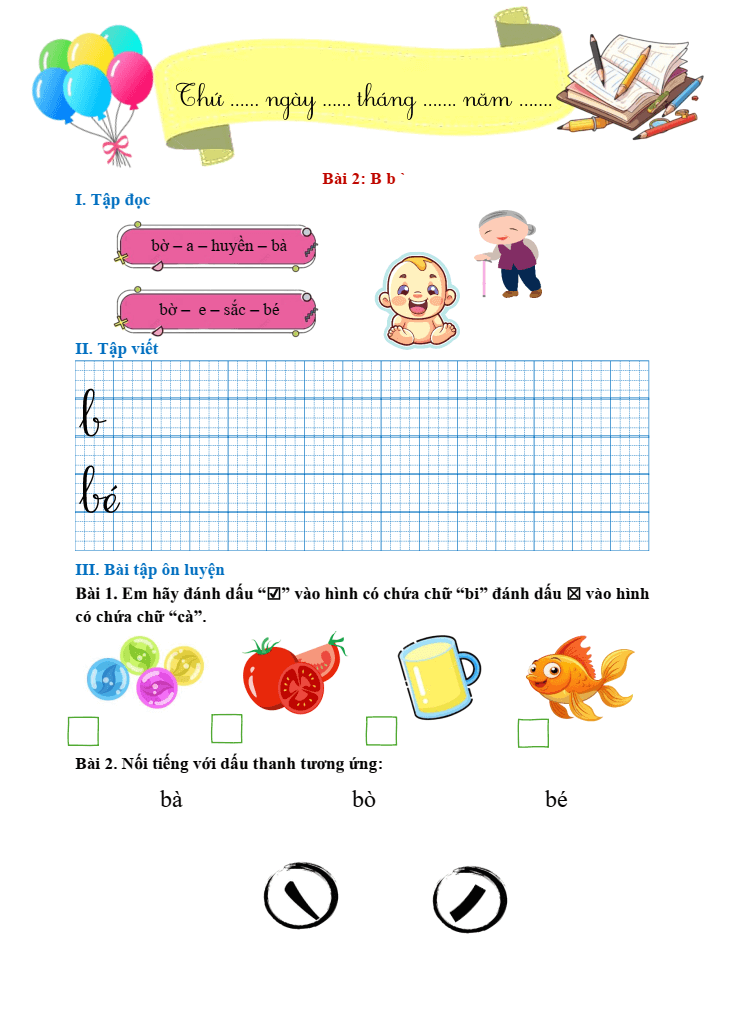 Bài tập hàng ngày Tiếng Việt lớp 1 Kết nối tri thức Học kì 1 (có lời giải)