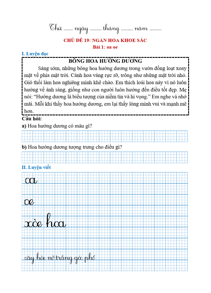 Bài tập hàng ngày Tiếng Việt lớp 1 Chân trời sáng tạo Học kì 2 (có lời giải)