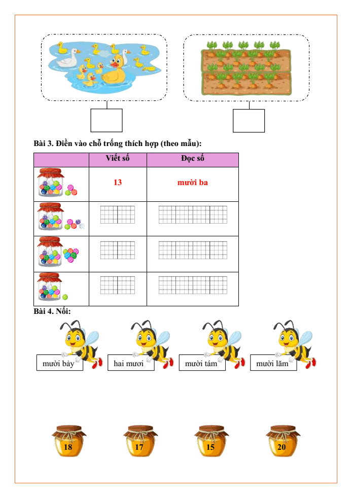 Bài tập hàng ngày Toán lớp 1 Chân trời Các số đến 20