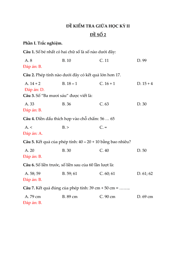 20+ Đề thi Toán lớp 1 Giữa kì 2 Kết nối tri thức 2026 (tải nhiều)