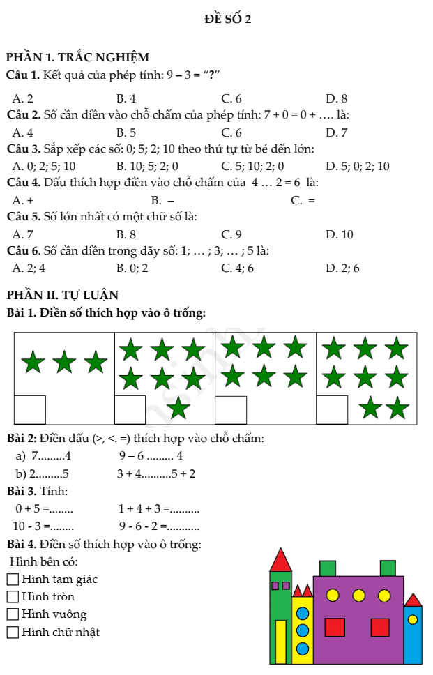 24+ Đề thi Toán lớp 1 Cuối Học kì 1 Kết nối tri thức năm 2025 tải nhiều nhất