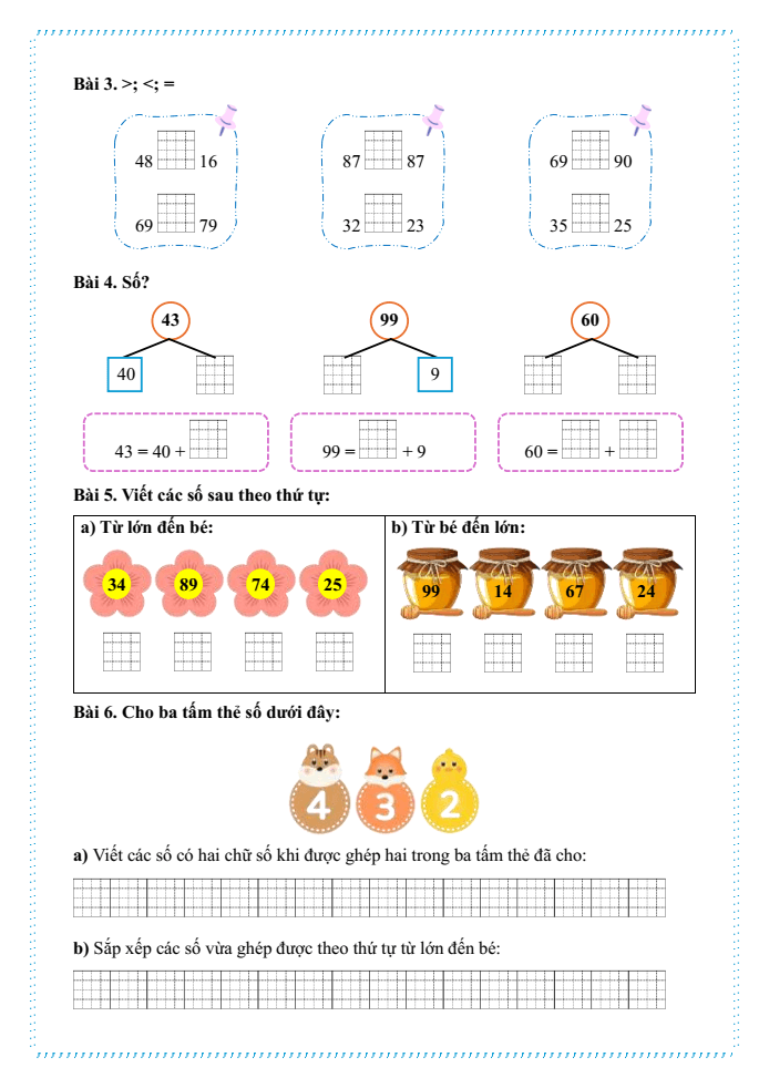Bài tập hàng ngày Toán lớp 1 Chân trời Ôn tập cuối năm