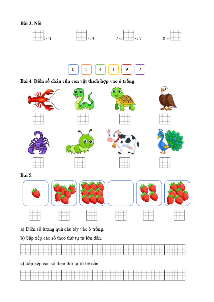 Bài tập hàng ngày Toán lớp 1 Chân trời Số 0