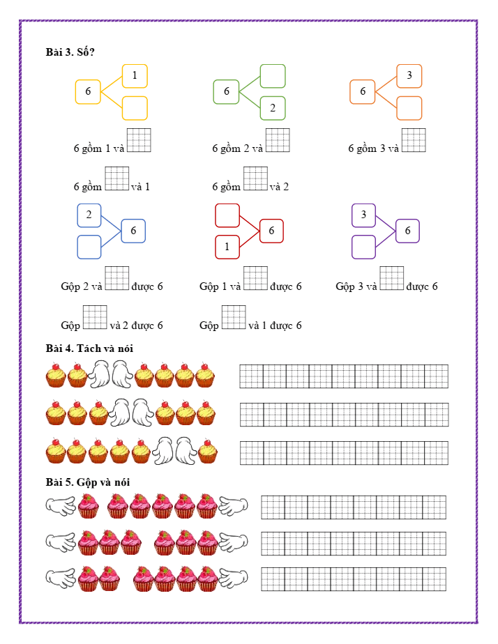 Bài tập hàng ngày Toán lớp 1 Chân trời Số 6