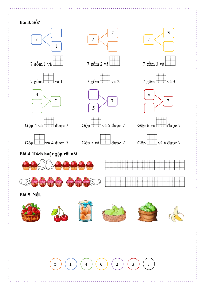 Bài tập hàng ngày Toán lớp 1 Chân trời Số 7