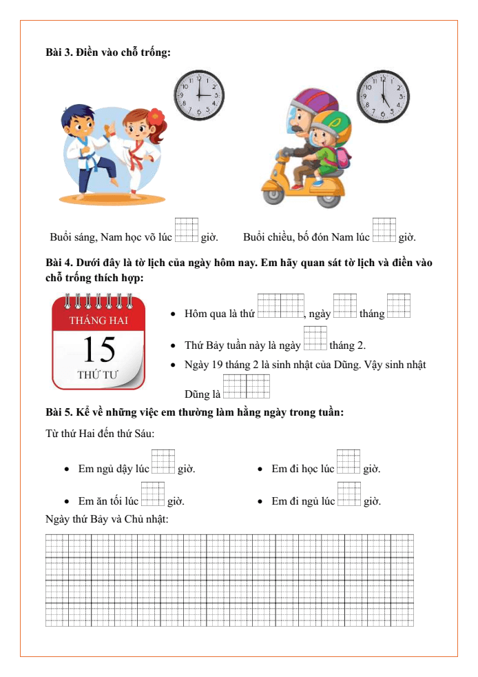 Bài tập hàng ngày Toán lớp 1 Chân trời Thực hành và trải nghiệm: Em và các bạn