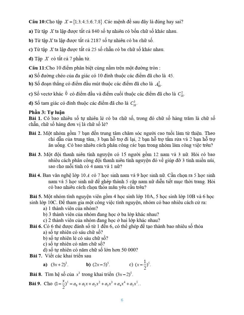 Đề cương ôn tập Giữa kì 2 Toán 10 trường THPT Bùi Hữu Nghĩa (Cần Thơ) năm 2025-2026