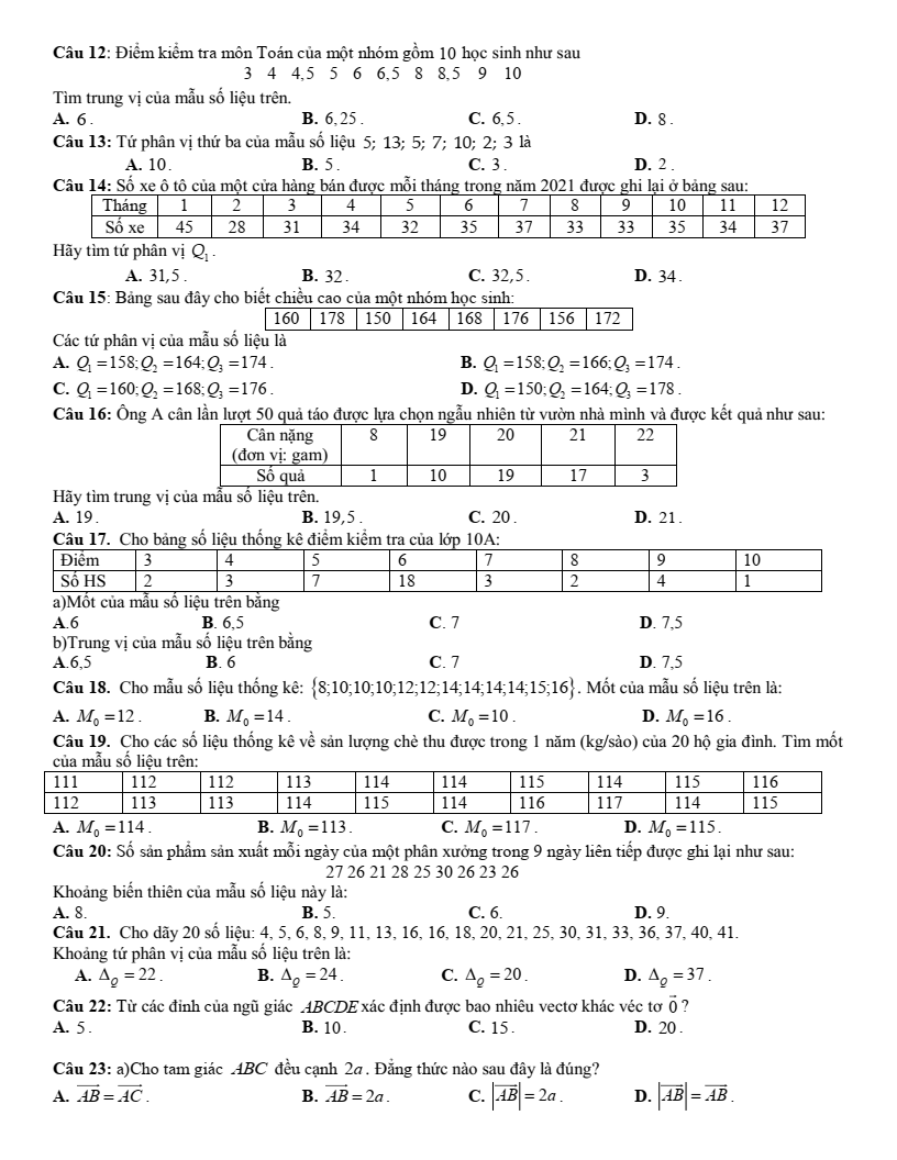 Đề cương ôn tập Học kì 1 Toán 10 trường THPT Đại Mỗ năm 2025-2026