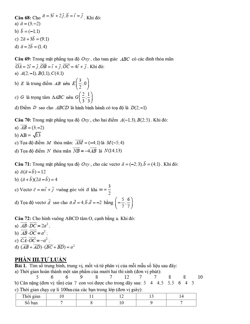 Đề cương ôn tập Học kì 1 Toán 10 trường THPT Đại Mỗ năm 2025-2026