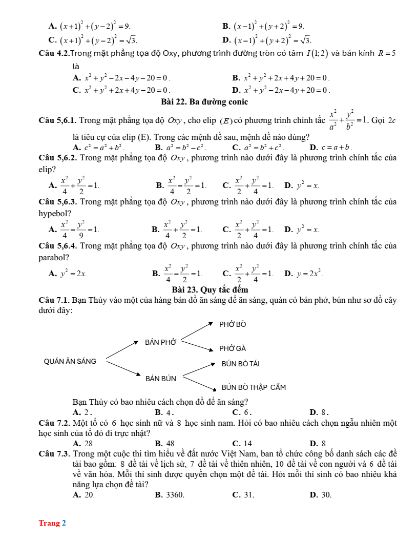 Đề cương ôn tập Học kì 2 Toán 10 trường THPT Quế Sơn (Đà Nẵng) năm 2025-2026