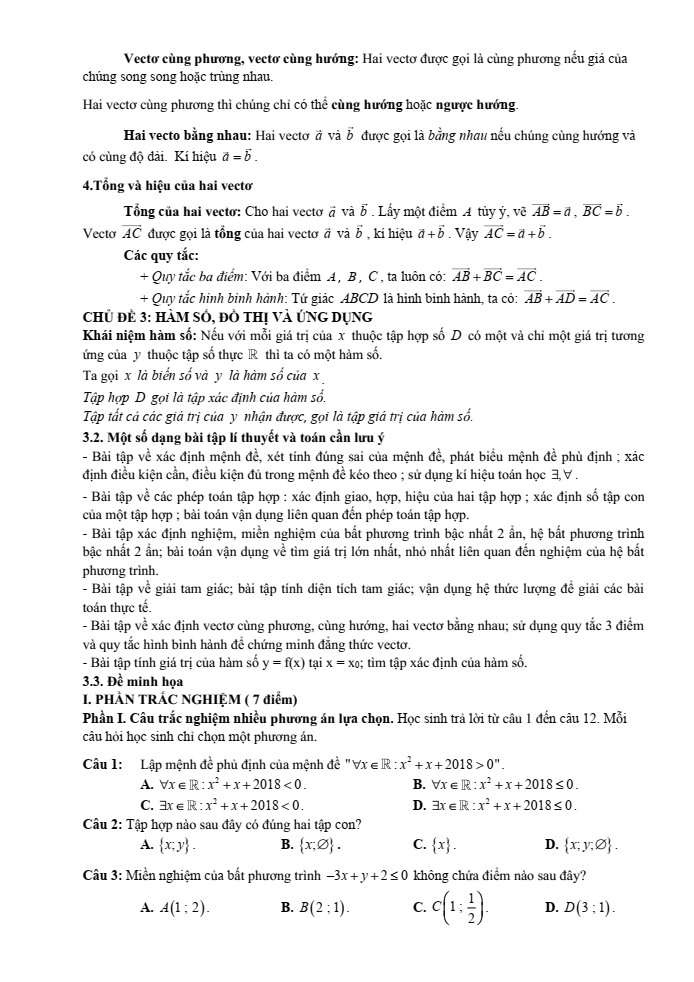 Đề cương ôn tập Giữa kì 1 Toán 10 trường THPT Sơn Động số 3 năm 2025-2026
