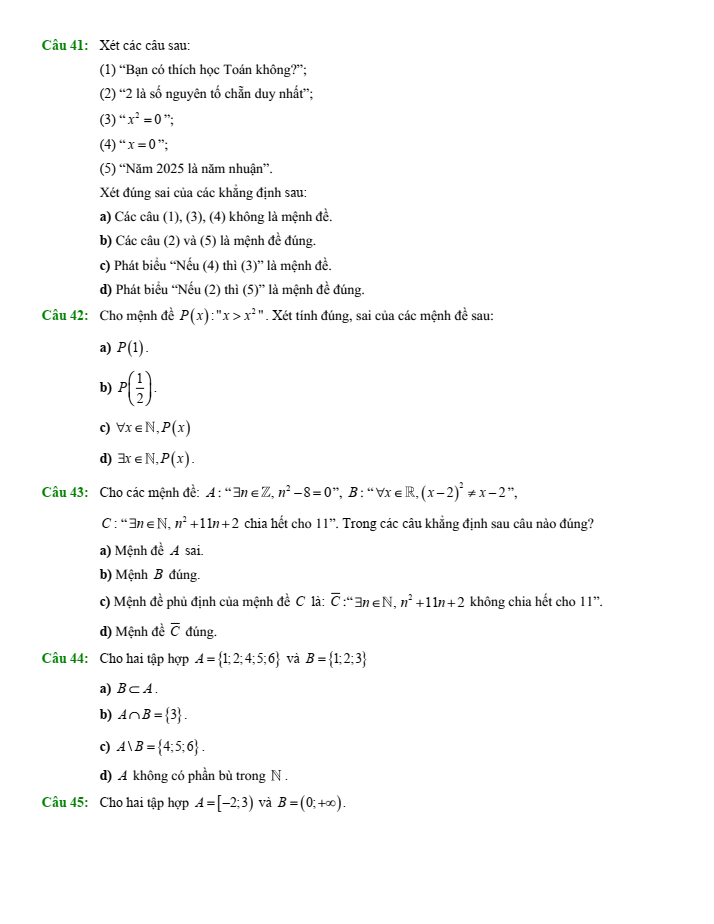 Đề cương ôn tập Giữa kì 1 Toán 10 trường THPT Trần Phú – Hoàn Kiếm năm 2025-2026