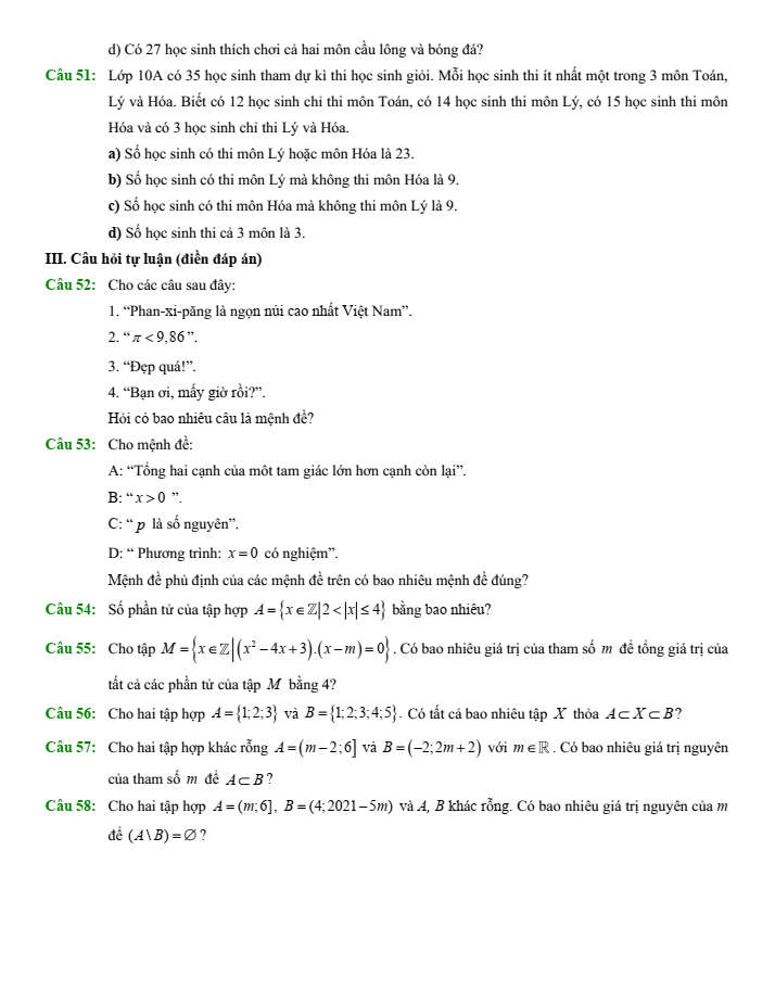 Đề cương ôn tập Giữa kì 1 Toán 10 trường THPT Trần Phú – Hoàn Kiếm năm 2025-2026