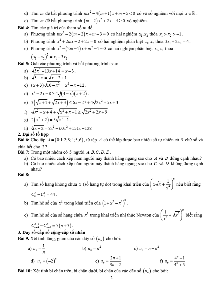 Đề cương ôn tập Giữa kì 2 Toán 10 trường THPT Chuyên Bảo Lộc năm 2024-2025