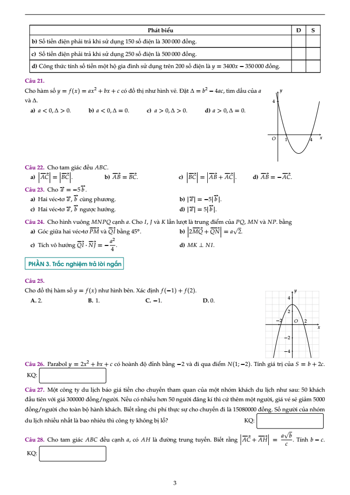 Đề cương ôn tập Học kì 1 Toán 10 trường THPT Bắc Thăng Long năm 2024-2025