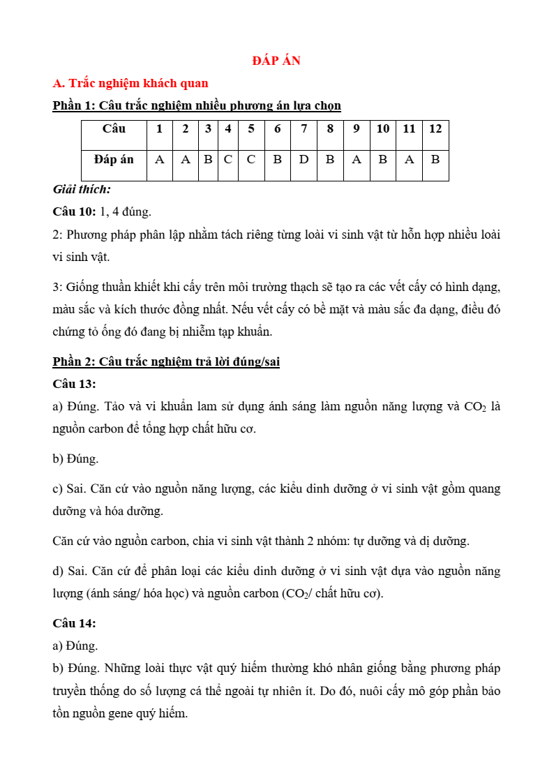 6+ Đề thi Giữa kì 2 Sinh học 10 Cánh diều (có đáp án)