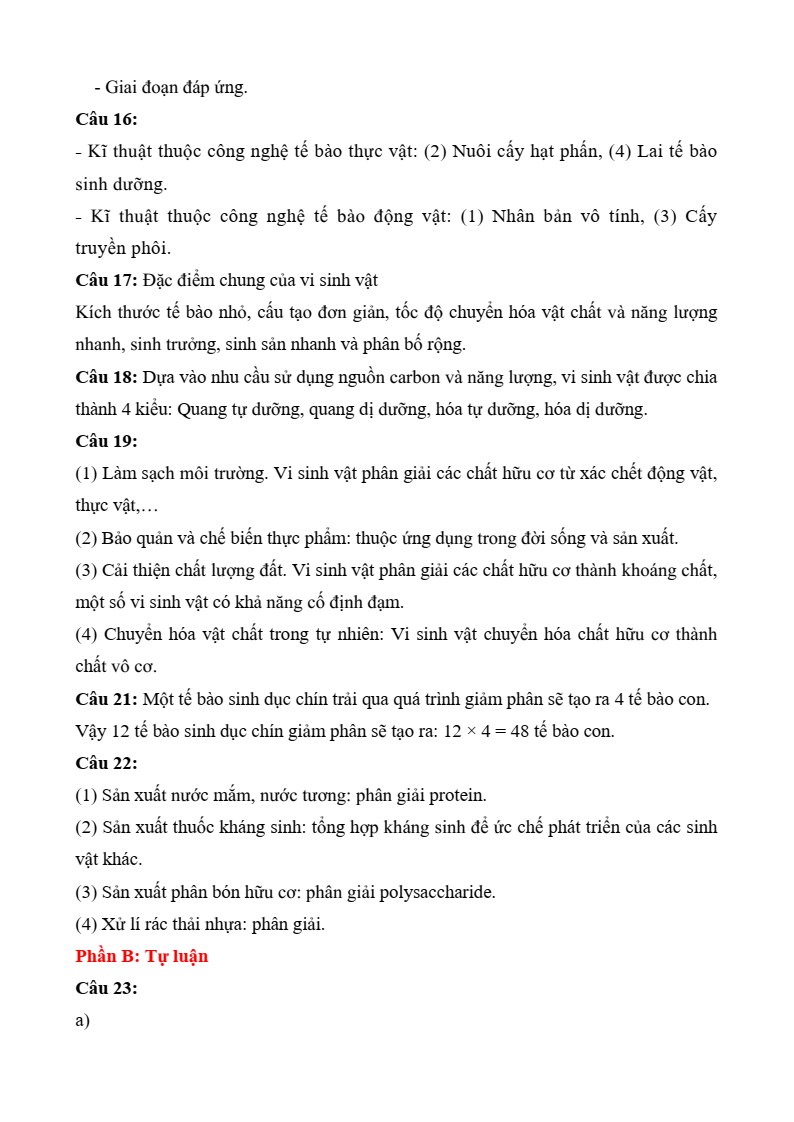 6+ Đề thi Giữa kì 2 Sinh học 10 Chân trời sáng tạo (có đáp án)