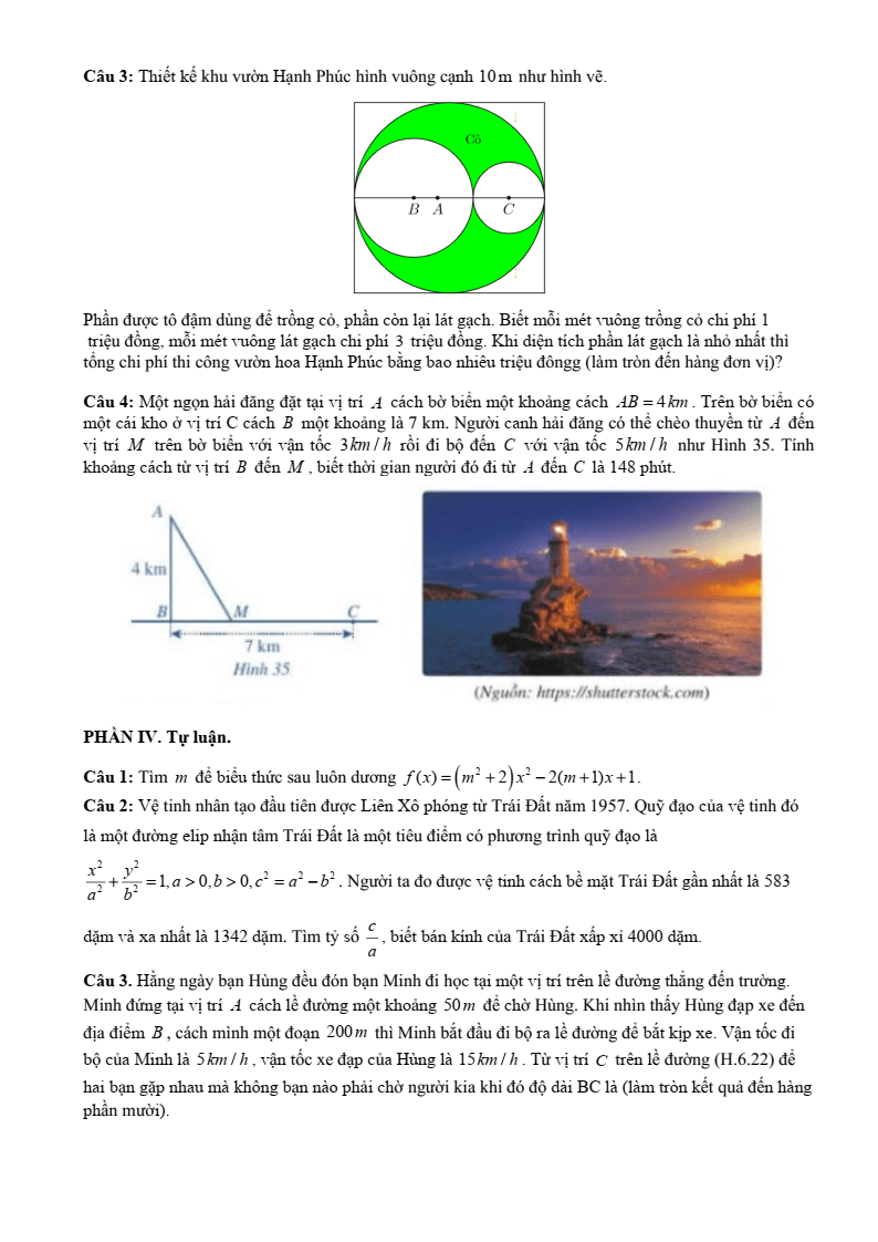 Đề thi Giữa kì 2 Toán 10 sở GD&ĐT Thanh Hóa năm 2024-2025