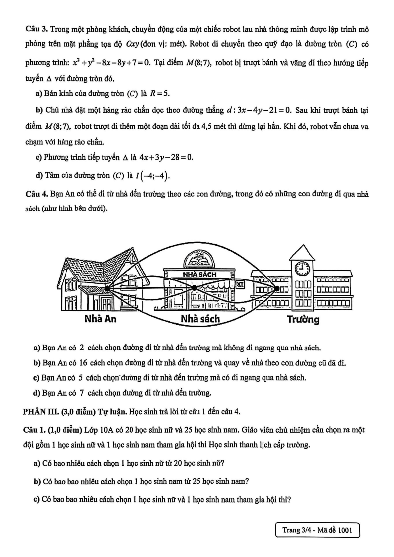 Đề thi Giữa kì 2 Toán 10 trường THPT Châu Văn Liêm (Cần Thơ) năm 2025-2026