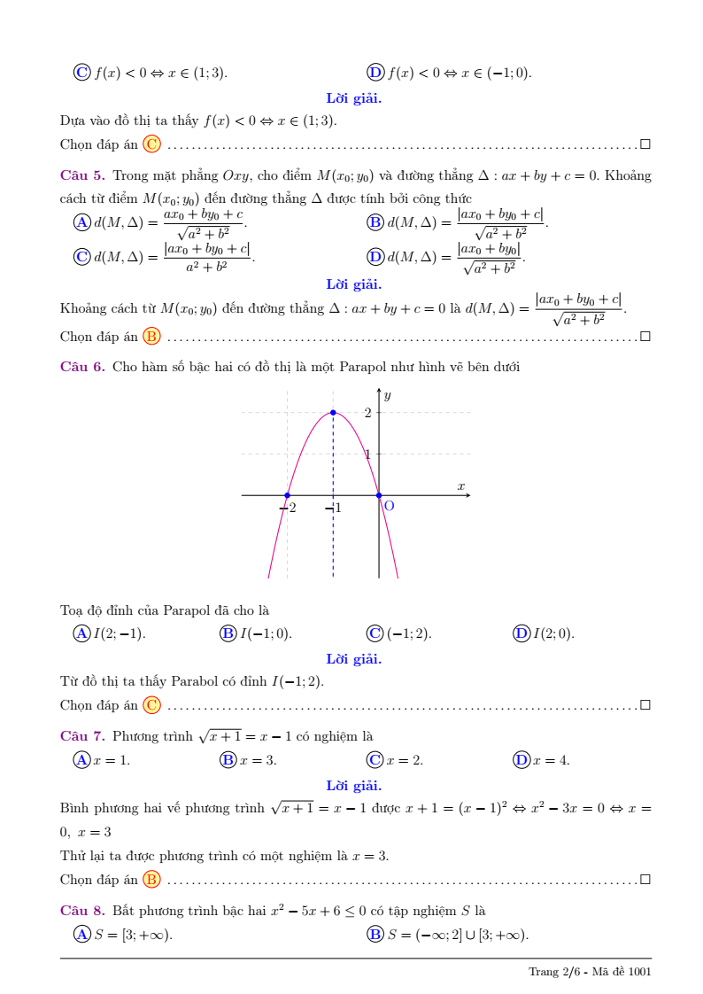 Đề thi Giữa kì 2 Toán 10 trường THPT Lê Quý Đôn (Quảng Ngãi) năm 2025-2026