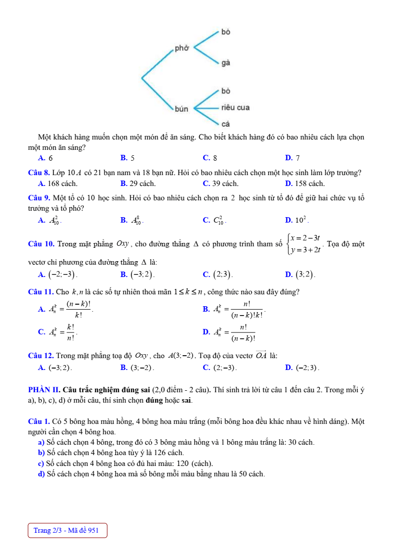 Đề thi Giữa kì 2 Toán 10 trường THPT Nguyễn Du (Nam Định) năm 2024-2025