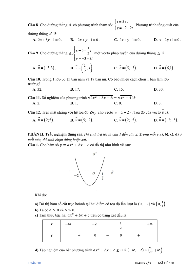Đề thi Giữa kì 2 Toán 10 trường THPT Ten Lơ Man (Tp.HCM) năm 2024-2025